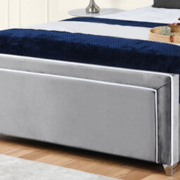 UKBEDFURNITURE Ariana Grey Plush Valvet Upholstered Bed Frame - Slatted Base With 10 Inch Orthopedic Mattress - 48 Inch Headboard - thumbnail 3