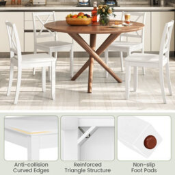 Costway Dining Chair Set Of 2 W/ Rubber Wood Legs Wooden Side Chairs-White - thumbnail 9