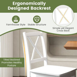 Costway Dining Chair Set Of 2 W/ Rubber Wood Legs Wooden Side Chairs-White - thumbnail 8