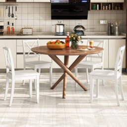 Costway Dining Chair Set Of 2 W/ Rubber Wood Legs Wooden Side Chairs-White - thumbnail 5