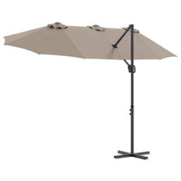 Berkfield Modern Garden Cantilever Parasol Taupe Powder-Coated Steel - thumbnail 8