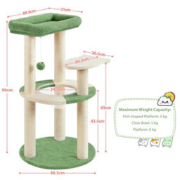 Yaheetech Green/beige Cat Tree With Transparent Cat Bed And Scratching Posts For Kittens - thumbnail 3
