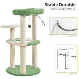 Yaheetech Green/beige Cat Tree With Transparent Cat Bed And Scratching Posts For Kittens - thumbnail 8