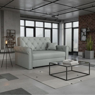 Viva Roma Ii Sofa Bed With Sleep Function And Bedding Storage Polyurethane Foam Hr Foam Metal Legs 148X85X98Cm Light Grey - image 1