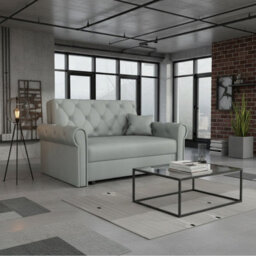 Viva Roma Ii Sofa Bed With Sleep Function And Bedding Storage Polyurethane Foam Hr Foam Metal Legs 148X85X98Cm Light Grey - thumbnail 1