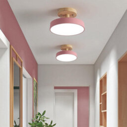 Led Ceiling Lamp Pink Wood Semi-Flush Mount 18Cm Cool Light - thumbnail 4