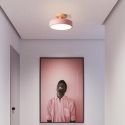 Led Ceiling Lamp Pink Wood Semi-Flush Mount 18Cm Cool Light - thumbnail 6