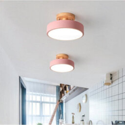 Led Ceiling Lamp Pink Wood Semi-Flush Mount 18Cm Cool Light - thumbnail 5