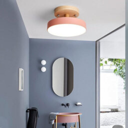 Led Ceiling Lamp Pink Wood Semi-Flush Mount 18Cm Cool Light - thumbnail 2