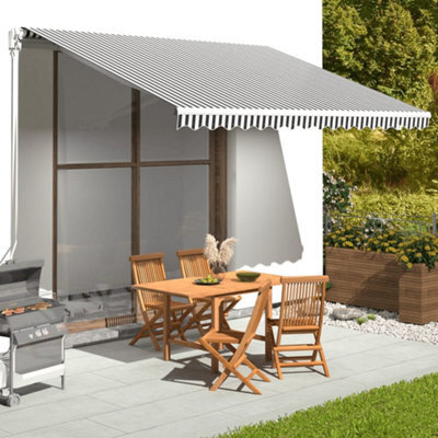 Walplus Replacement Fabric For Awning Garden Sun Shade Canopy Gazebo For Back Door, Porch, Patio Anthracite And White 4X3 M - image 1