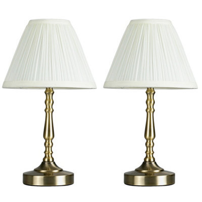 Valuelights Sienna Pair Of Touch Table Lamps With Pleated Shade And Bulbs - image 1