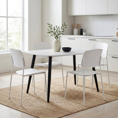 Core Products Aspen White 120Cm Rectangular Table And 4 Academy White Moulded Plastic Chairs - image 1