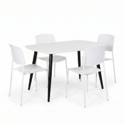 Core Products Aspen White 120Cm Rectangular Table And 4 Academy White Moulded Plastic Chairs - thumbnail 2