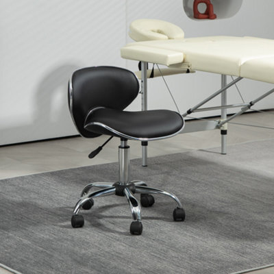Homcom Office Chair Beauty Salon Rolling Technician Stool Chair Black - image 1