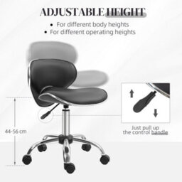 Homcom Office Chair Beauty Salon Rolling Technician Stool Chair Black - thumbnail 4