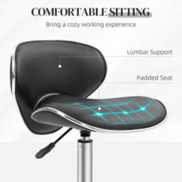 Homcom Office Chair Beauty Salon Rolling Technician Stool Chair Black - thumbnail 6