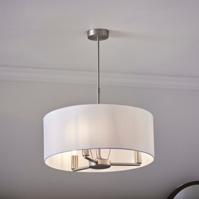 Anson Lighting Baja 3Lt Pendant Light Finished In Matt Nickel Plate And Vintage White Fabric - image 1