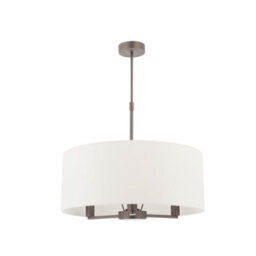 Anson Lighting Baja 3Lt Pendant Light Finished In Matt Nickel Plate And Vintage White Fabric - thumbnail 2