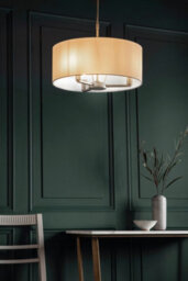 Anson Lighting Baja 3Lt Pendant Light Finished In Matt Nickel Plate And Vintage White Fabric - thumbnail 3
