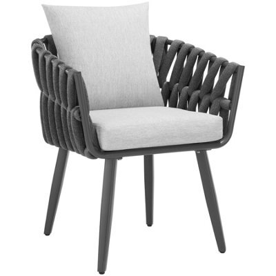 Tectake Lugano Chair In Rope Design With Aluminum Frame - Anthracite - 1 - image 1