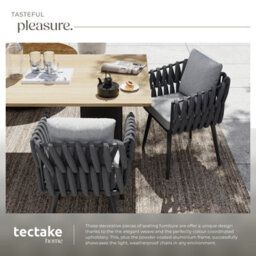 Tectake Lugano Chair In Rope Design With Aluminum Frame - Anthracite - 1 - thumbnail 4