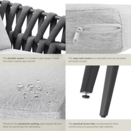 Tectake Lugano Chair In Rope Design With Aluminum Frame - Anthracite - 1 - thumbnail 5