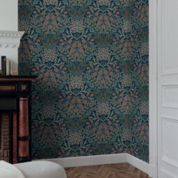 Grandeco Belevedere Arts And Crafts Floral Damask, Navy - thumbnail 2