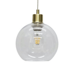 First Choice Lighting Set Of 2 Barnum - Clear Glass Globe With Satin Brass Pendant Fittings - thumbnail 3