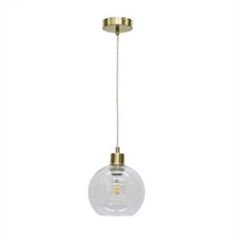 First Choice Lighting Set Of 2 Barnum - Clear Glass Globe With Satin Brass Pendant Fittings - thumbnail 2