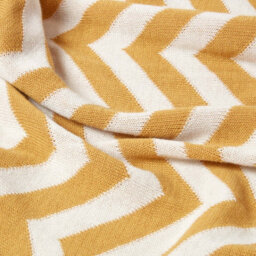 Homescapes Mustard Chevron Cotton Knitted Throw, 130 X 170 Cm - thumbnail 4