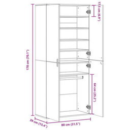 Vidaxl Shoe Cabinet Sonoma Oak 80X39X178 Cm Engineered Wood - thumbnail 3