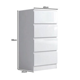 FWSTYLE 4 Drawer Chest Of Drawers High Gloss White Bedroom Furniture - thumbnail 8