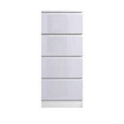 FWSTYLE 4 Drawer Chest Of Drawers High Gloss White Bedroom Furniture - thumbnail 7