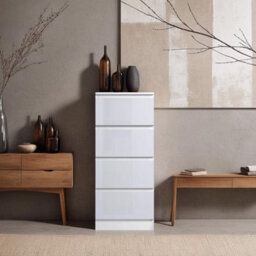 FWSTYLE 4 Drawer Chest Of Drawers High Gloss White Bedroom Furniture - thumbnail 2