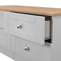 Santander Ready Assembled Matt Grey & Oak 4 Drawer Wide Chest (H)502mm (W)1117mm (D)414mm - thumbnail 3