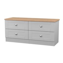 Santander Ready Assembled Matt Grey & Oak 4 Drawer Wide Chest (H)502mm (W)1117mm (D)414mm - thumbnail 2