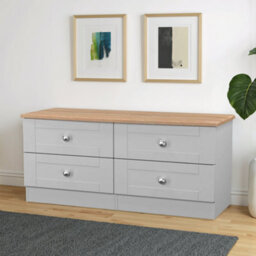 Santander Ready Assembled Matt Grey & Oak 4 Drawer Wide Chest (H)502mm (W)1117mm (D)414mm - thumbnail 1