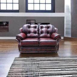 Chesterfield 2 Seater Antique Oxblood Red Leather Sofa In Knightsbridge Style - thumbnail 4