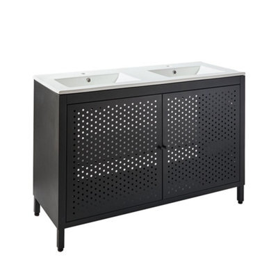 Homestylestore Black Metal Floorstanding Bathroom Vanity Unit Basin And 1210mm - image 1