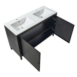 Homestylestore Black Metal Floorstanding Bathroom Vanity Unit Basin And 1210mm - thumbnail 2
