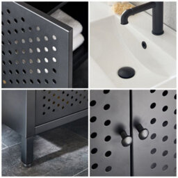 Homestylestore Black Metal Floorstanding Bathroom Vanity Unit Basin And 1210mm - thumbnail 3