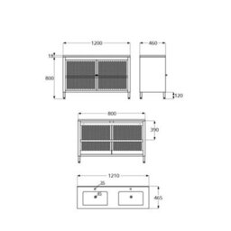 Homestylestore Black Metal Floorstanding Bathroom Vanity Unit Basin And 1210mm - thumbnail 4