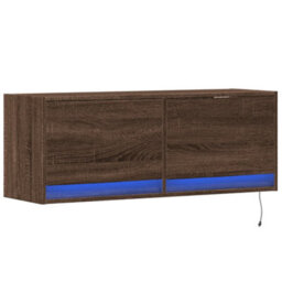 Berkfield Durable Tv Wall Cabinet With Led Lights Brown Oak 100X31X35 Cm - thumbnail 3