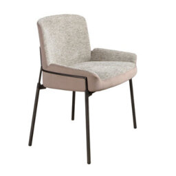 Angel Cerda Stylish Grey Fabric And Brown Velvet Dining Chair