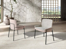 Angel Cerda Stylish Grey Fabric And Brown Velvet Dining Chair - thumbnail 2