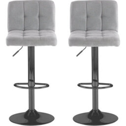 Set Of Two Neo Grey Fabric Bar Stools With Matt Black Legs - thumbnail 6