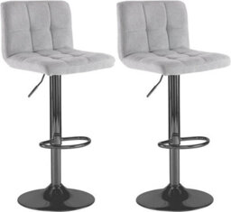 Set Of Two Neo Grey Fabric Bar Stools With Matt Black Legs - thumbnail 2