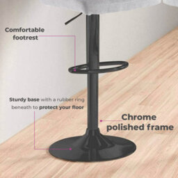Set Of Two Neo Grey Fabric Bar Stools With Matt Black Legs - thumbnail 3