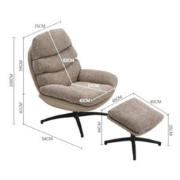 Thehotsale Light Brown Chenille Lounge Chair With High Back And Footstool - thumbnail 8