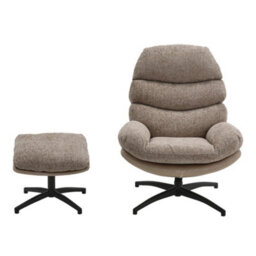Thehotsale Light Brown Chenille Lounge Chair With High Back And Footstool - thumbnail 3